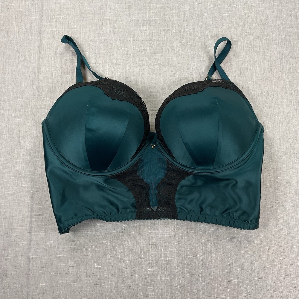Victoria Secret Sexy Teal Longline Push Up Bra  36 D